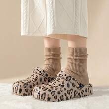 Women's Fashionable Leopard Print Breathable Slip-On Sandals, Comfortable & Versatile For Summer - Khaki - View 7