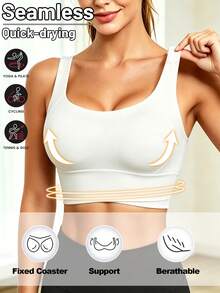 Yoga Tank Top, Breathable Sports Bra With Shock Absorption And Shaping Function, Sculpts Beautiful Back Lines, Suitable For Fitness Exercises White Spring - White - View 5