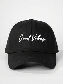 1 chiếc mũ lưỡi trai thêu chữ "Goodvibes", mũ thời trang đường phố, mũ chống nắng ngoài trời, mũ thường ngày cho mùa xuân, mùa thu, du lịch, bãi biển, kỳ nghỉ, lễ hội. - Nhiều màu - Xem 15