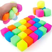 1 pieza Pelota de masa cúbica, juguete antiestrés, juguete de compresión de rebote lento de TPR, juguete de descompresión, juguete creativo para adolescentes, regalo perfecto para cumpleaños/festividades/Navidad - Multicolor - Ver 6