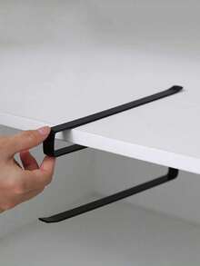 1 pieza Estante de almacenamiento de pañuelos de cocina de hierro sin perforación, estante de almacenamiento colgante minimalista negro para el hogar - Multicolor - Ver 2