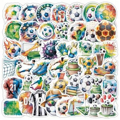 50PCS Watercolor Football Cartoon Cute Graffiti Stickers DIY Handbooks, Guitar,Cups, Helmets, Creative Festival Decoration Stickers Scrapbook Supplies Scrapbooking