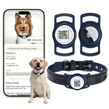 Premium Genuine Leather Waterproof & Stain-Resistant Dog Collar - Features Built-In Slide-In AirTag Slot, Soft Lining, And Laser-Engraved QR Code ID - Suitable For Medium To Large Dogs (Adjustable) - Multicolor - View 8