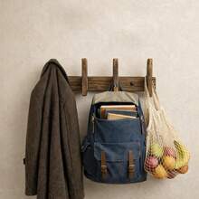 Ganchos de pared, ganchos de madera rústica colgantes, perchero de madera, ganchos, perchero para sombreros, portaequipaje, portallaves, toallero de baño adecuado para sala de estar y dormitorio - Multicolor - Ver 1