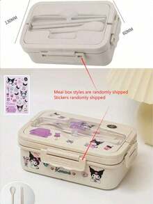 SANRIO 1pc Melody Licensed Large Capacity Cartoon Lunch Box Set With DIY Stickers, Microwave Bento Box - Cute Lunch Box, Random Stickers - Multicolor - View 12