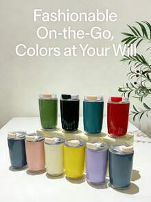 250ml Mini Stainless Steel Coffee Cup, Double-Wall Insulated Portable Water Bottle, Flip Lid Leak-Proof Design, Heat-Retaining, Suitable For Car, Office, Commute, Outdoor And Daily Drinking Small Insulated Cup - Multicolor - View 3