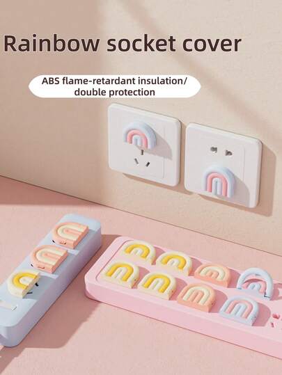 8pcs (4pcs Double Hole + 4pcs Triple Hole) Colorful Rainbow Outlet Covers, Home Electrical Socket Protectors, Switch Plug Safety Covers, Suitable For Household Socket Protection
