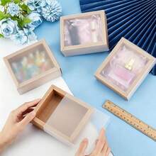 12 hộp đựng quà bằng giấy Kraft, có nắp nhựa trong suốt, kích thước 3.27*3.27*1.26 inch, sản xuất tại Peru. - Lạc đà - Xem 4