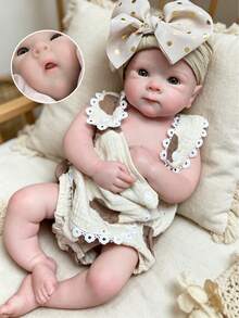 18 Inch Lifelike Reborn Baby Doll, Full Body Soft Solid Silicone Female Infant Doll, Customizable Open Mouth Option, Handcrafted Artistic Collection Gift (Anatomically Accurate) - Silicone Girl - View 1