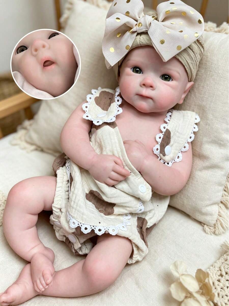 18 Inch Lifelike Reborn Baby Doll, Full Body Soft Solid Silicone Female Infant Doll, Customizable Open Mouth Option, Handcrafted Artistic Collection Gift (Anatomically Accurate) - Silicone Girl - View 1