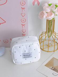 Soft Solid Color Polka Dot Print Sanitary Napkin Storage Bag, Portable Travel Essential Bag, Women's Storage Bag, Digital Wallet Or Coin - View 14