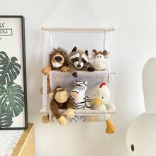 1 Stück weiße minimalistische Kinder Zimmer Deko Plüsch Puppe Aufbewahrungsnetz, Mädchen Haarschmuck Organizer Wandhängedekoration - Verschiedenfarbig - Übersicht 4