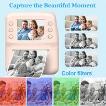 Appareil photo instantané, appareil photo d'impression instantanée, appareil photo numérique selfie avec fonction d'impression photo instantanée, portable 48MP 1080P HD vidéo, équipé d'une batterie rechargeable 1300mAh grande capacité, livré avec une boîte cadeau exquise, portable et facile à utiliser, compact et léger, convient pour les voyages, les photos de famille et les activités de plein air, cadeau parfait pour les vacances et les occasions spéciales (Noël, anniversaire, Nouvel An) - Voir 10
