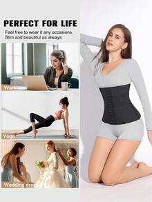 MISTHIN 5pcs Steel Bone Reinforced Back Support Women Waist Trainer Tummy Control Body Shaper Cincher Girdle - Multicolor - View 3