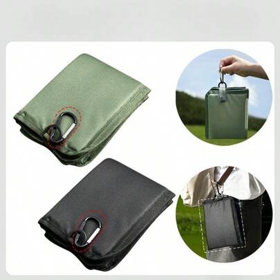 Set de 2 piezas (Cojín de asiento + Gancho colgante) Cojín de asiento plegable portátil y grueso | Utilizable por 4 lados | Adecuado para camping, picnic, senderismo, playa, recinto deportivo, pesca, etc.