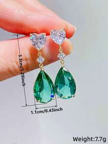 1 Đôi bông tai hình giọt nước đính đá Cubic Zirconia thanh lịch, phù hợp cho nữ giới, lý tưởng cho đám cưới, lễ đính hôn, kỷ niệm, ngày Valentine và các dịp khác. - 3 # - Xem 3