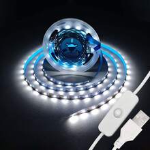 [10م/5م/3 أمتار/2م/1م] شريط إضاءة LED مرن، يعمل بالطاقة عبر USB، مفتاح مدمج، مقاوم للماء، ذاتي اللصق، تصميم قابل للقطع، مناسب للخزائن والجدران والممرات والمطبخ وإضاءة المنزل الداخلية DIY - أبيض - مشاهدة 3