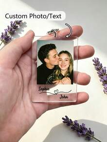 Personalized Photo Keychain With Custom Message, Couple Gift For Boyfriend Girlfriend, Valentine's Day Love Keyring - Multicolor - View 3