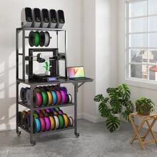 3D Printer Stand, Sturdy 3D Printer Table With Filament Tray, T-Shaped Spool Holder With Wheels, 3D Printer Workbench For 3D Printing Studio, Home Office Workshop - 黑色 - 查看 8