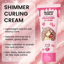 300g Shiny Curl Defining Cream - Moisturizing & Frizz Control Curl Enhancer | Adds Sparkle And Glow | Hydrating Leave-In Conditioner For Smooth & Defined Curls, Ideal For Parties, Stage Shows, And Celebrations - Pink - 粉紅色的 - 查看 3