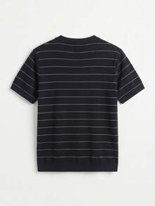 Men's Striped Crew Neck Short Sleeve Casual Knit Top - Black - View 4