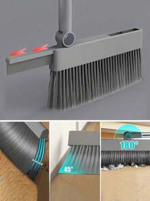 4 In 1 Dustpan And Brush Set, Broom, Kitchen Cleaning Tools, Broom And Dustpan With Comb, Suitable For Home, Kitchen, Room, Office,. Cleaning Supplies, Cleaning Tools - 灰色 - 查看 9