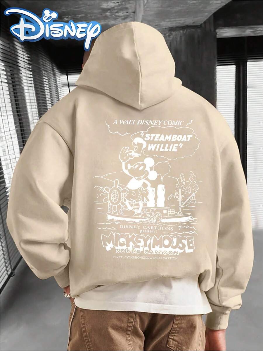Disney Men's Casual Hoodie Featuring A Mickey Mouse Print. With Its Stylish, Avant-Garde Design And Relaxed, Comfortable Fit, It's Perfect For Creating Street-Style And Avant-Garde Looks, Making It An Excellent Choice For A Gift.Disney Hoodies - Apricot - View 1