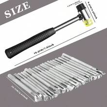 KLONKEE 20件/21件套DIY皮革工艺工具套装，皮革压花工具，含珠宝橡胶锤、珠宝打孔器、皮革雕刻压花打孔工具 - 皮革鋼印 - 查看 2