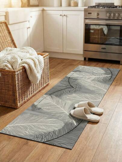 1pc Rubber Kitchen Mat, Colorful Geometric Print Pattern, Nordic Luxury Style Kitchen Rug, Long Runner Laundry Room Carpet, Thick Fabric With Comfortable Foot Feel, Easy Care Machine/Hand Washable, Practical Entryway Doormat Home Decor, Suitable For Dining Room, Kitchen, Laundry Room, Indoor Entrance, Great Gift For Autumn/Winter