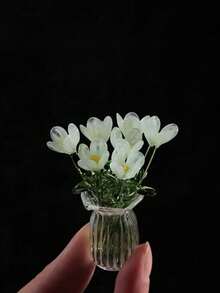 Bộ 7 bình hoa thủy tinh nhỏ tinh tế kèm hoa giả, trang trí đám cưới hoàn hảo, bình hoa thủy tinh thủ công với hoa giả tuyệt đẹp, trang trí bàn làm việc trang nhã. - Nhiều màu - Xem 18