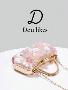 Women's Handbag With Sparkling Crystal Embellishments And Gemstone Hardware, Suitable For Weddings, Parties, Galas, Valentine's Day Gifts, And Birthday Presents. - 軍綠色 - 查看 6