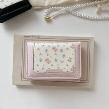 Korean Style Minimalist Printed Patchwork Short Wallet, Women's Niche Multi-Card Holder ID Case Card Pouch Cute Portable Coin Purse - Multicolor - View 3