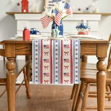 1 Stück Schleifen-Design Sternenbanner Muster Dekoration, inspiriert vom amerikanischen Flagge, geeignet für den 4. Juli Unabhängigkeitstag Feier, Jahrestag Küche und Esszimmer Dekoration, auch für Familienfeste geeignet. Verfügbare Größe: 13 x 36 - Verschiedenfarbig - Übersicht 4