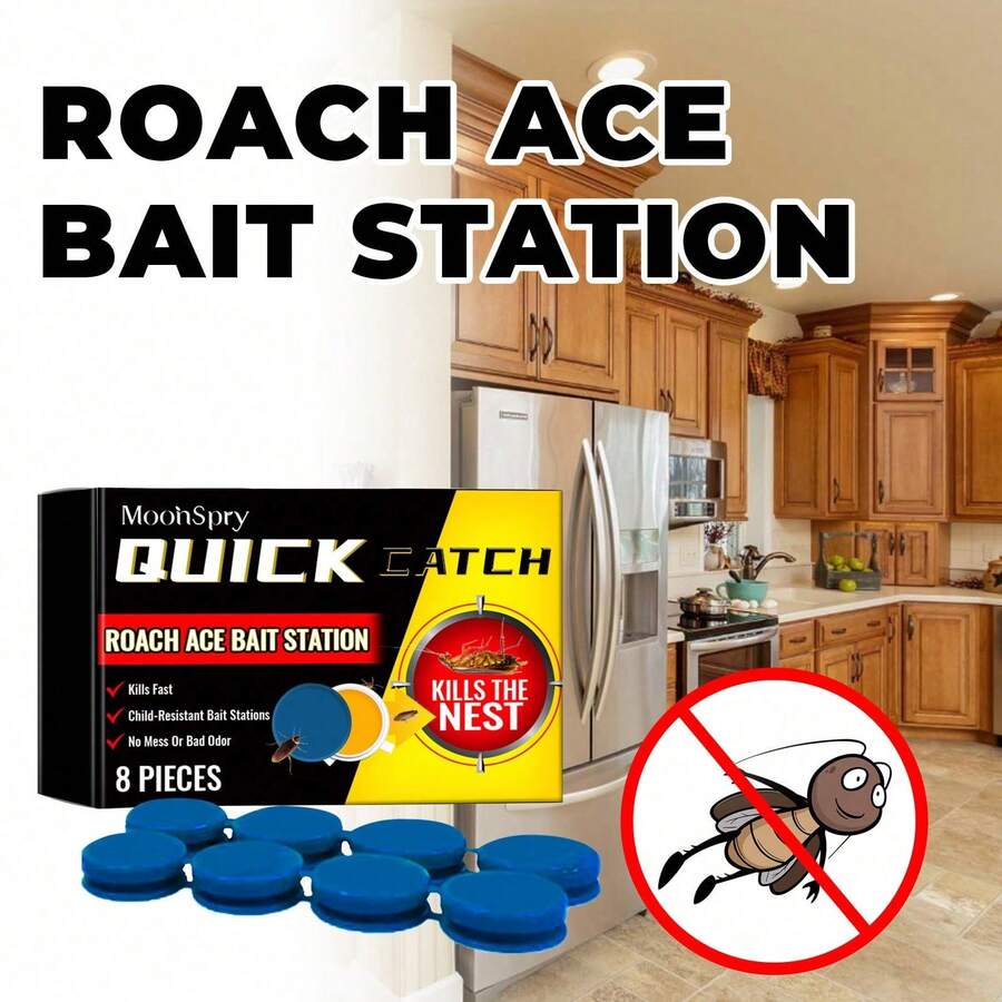 Cockroach Bait Station, Pest Control And Roach Elimination For Kitchen & Home, Effective Insecticide Cleaner - A - View 1