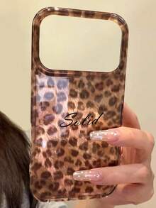 [Customized] Personalized Customized Letters Engraving Name Low Luxury Leopard Pattern Phone Case Compatible With IPhone 17 Pro Max 17 16 15 14 13 12 11 Pro Max 14 15 16 Plus Shockproof Protective Cover - Brown - View 9