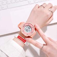 Electronic Watch For High School And Junior High School Students, Simple And  Suitable For Both Boys And Girls, Waterproof, Luminous, Multi-Functional Sports Alarm Clock. - 粉色 - 查看 2