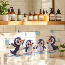 1pc 20x60cm Cute Penguin Swimming Wall Sticker, Soft & Adorable Design, Decor For Bathroom To Create Fresh Ambiance - Multicolor - View 8