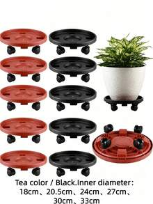 1pc Flower Pot Tray With Swivel Casters, Holds 30-40 Lbs (15-20 Kg), Suitable For Placing Indoor Plants In Living Room Or Balcony. Movable Large Flower Pot, Leak-Proof. Great Gift For Parents And Friends On Valentine's Day Or Thanksgiving. - Multicolor - View 1