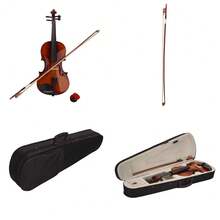 New 4/4 Acoustic Violin Case Bow Rosin Natural - As Pic - View 3