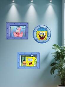 SpongeBob SquarePants 1pc Square Pants Wall Sticker, Peel And Stick Wallpaper For Window, Wall, Bathroom, Bedroom, Birthday Gift And Holiday Party Room Decor - Wall Stickers - View 3