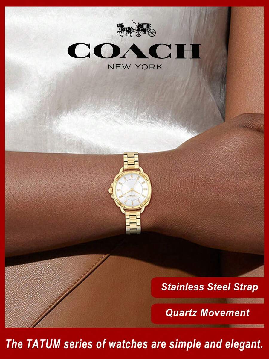 Tatum Series Women's Quartz Watch, Gold Tone Case Gold Stainless Steel Band White Dial - Gold - View 1