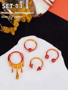 Bộ 4 chiếc khuyên mũi Gothic 16G hình đầu lâu, khuyên mũi hình dơi, khuyên mũi hình trái tim, khuyên môi bằng thép không gỉ, khuyên mũi hình trái tim màu đỏ đen, khuyên mũi hình móng ngựa, khuyên mũi hình bàn cờ đen trắng, khuyên mũi dạng vòng có khớp nối, khuyên tai sụn, khuyên tai vành tai, khuyên tai sụn tai, khuyên mũi dạng vòng, khuyên mũi dạng dây xích cho nam nữ, quà tặng 10mm, trang sức dự tiệc, hẹn hò, Giáng sinh, Halloween, đeo hàng ngày. - Nhiều màu - Xem 17