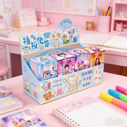 4pcs K-POP Girl Group Themed Detachable Sticky Notes, Cartoon Creative DIY Notebook Supplies, Reminder Memo Pads, Removable Self-Adhesive Stickers, Fashion Stationery, Suitable For Scrapbooking And Diary Decoration, Ideal For K-POP Fans, Perfect For Easter And Spring Daily Use, Cute Work/Study Supplies, Compact Portable Memo Pad, Essential Fashion Stationery