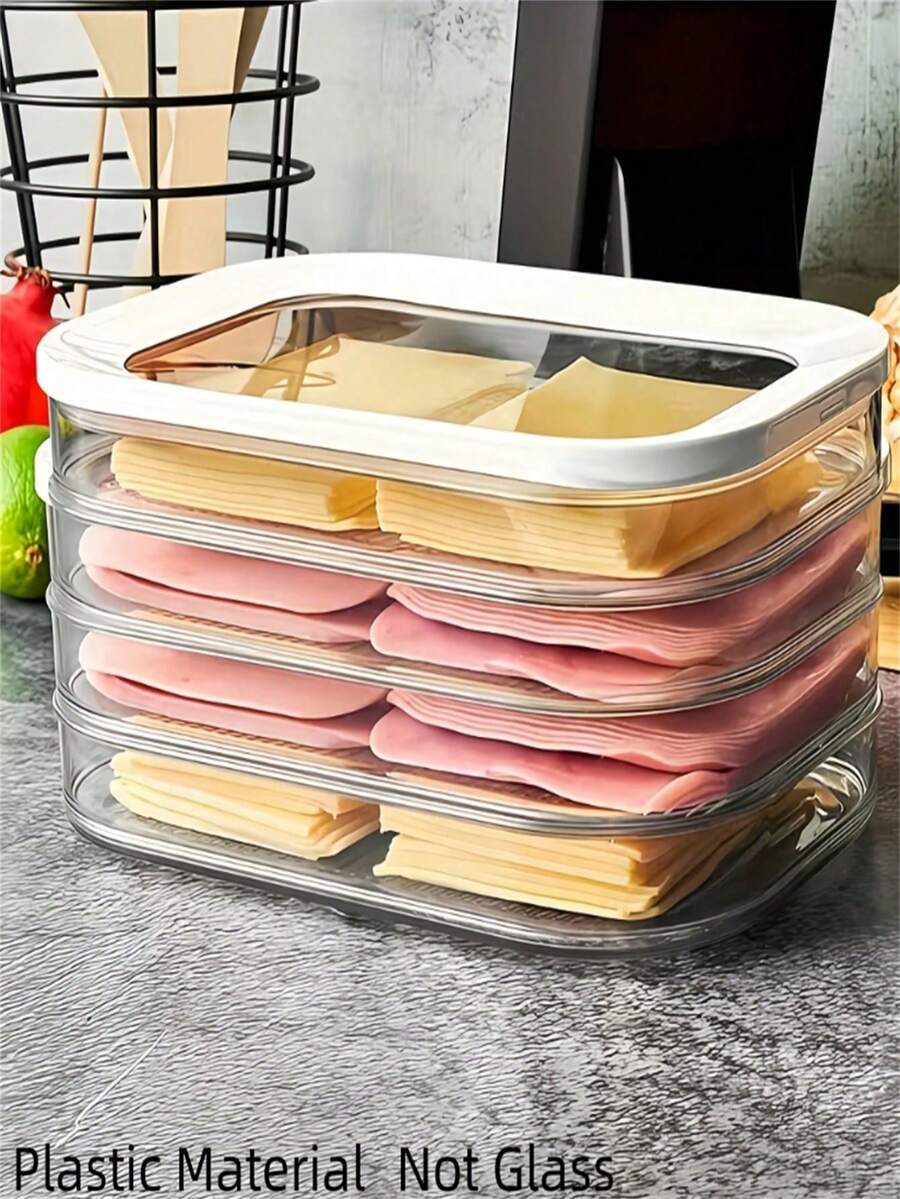1/2/3/4 Layers Transparent Food Storage Containers Set, PP Material Refrigerator Organizer Boxes, Stackable Kitchen Airtight Meal Prep Containers For Steak, Cooked Meat, Cheese, Cereal Etc., With Lids Space Saving