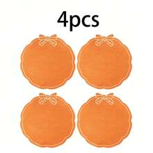 1/2/4pcs Set Holiday Bow Fabric Placemats, Suitable For Wedding Party Table Decor, PVC Hot-Pressed Printed Minimalist Stylish Placemats, Coffee Machine Pads, Non-Slip Heat-Resistant Mats For Wedding, Party, Holiday Celebration, Picnic, Birthday - Multicolor - View 6