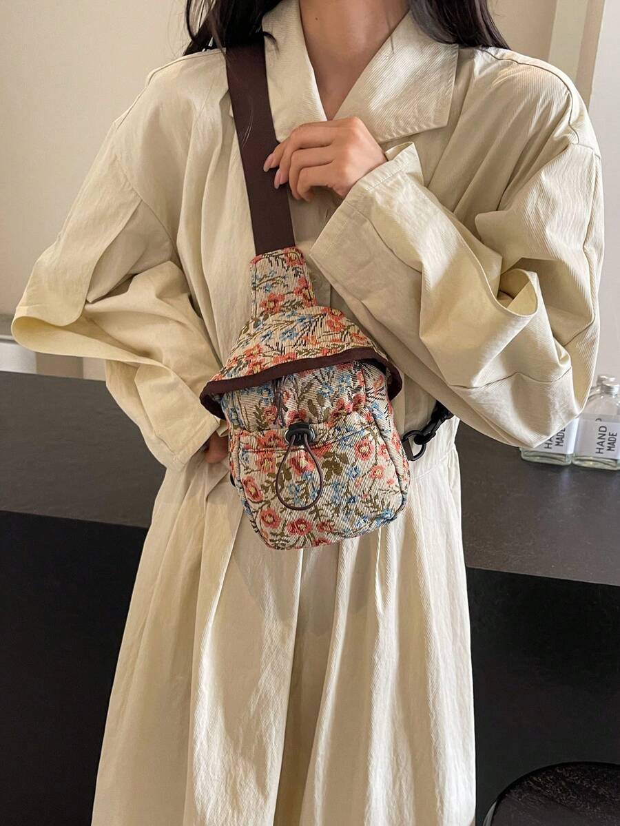 Túi đeo ngực nữ Jacquard, túi đựng điện thoại mini phong cách đường phố, túi nhỏ đi làm, túi đeo ngực thời trang tối giản khi đi bộ đường dài.