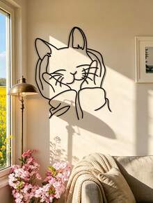 Charming Metal Woman With Cat Wall Art - Ideal Gift For Cat Lovers, Iron Art Decor, Perfect For Room Decoration Gifts Birthday Graduation - Black-b - View 9