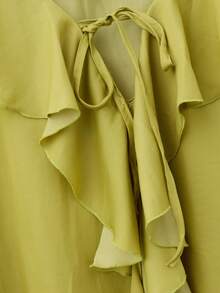 Blusa Elegante con Volantes en Cascada y Puños Elásticos. - Verde C8093 - Ver 3
