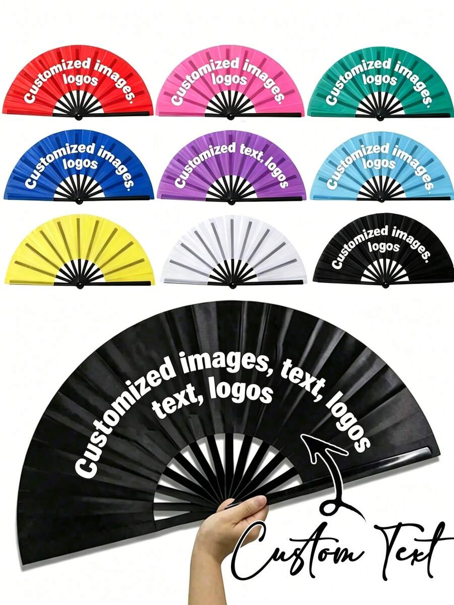 Personalized Custom Folding Fans Men/Women Rave Fan,Summer Beach Fans With Custom Text YASSS Fan,Kung Fu Tai Chi Hand Fan Black Vintage Foldable Hand - Multicolor - View 1