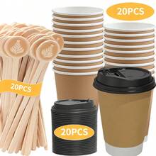 30/60/90pcs Disposable Coffee Cups With Lids And Stirrers Set, 8oz Ripple/10oz Smooth Paper Cups, Optional Storage Box For Office & On-The-Go Hot Drinks, Father's Day/Gift For Him Or Her - Khaki - View 15
